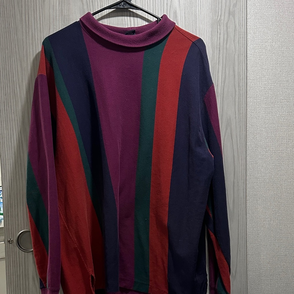Lands' End Vintage Women's Cotton Striped Turtleneck